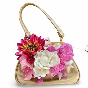 SOLD Moo Roo Gold Floral Evening Bag